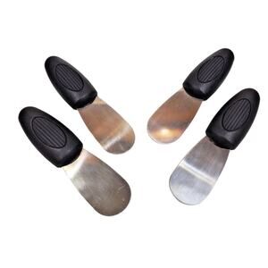 Retro Stainless Cheese Butter Spreaders Black Rubber Grip Set Of Four